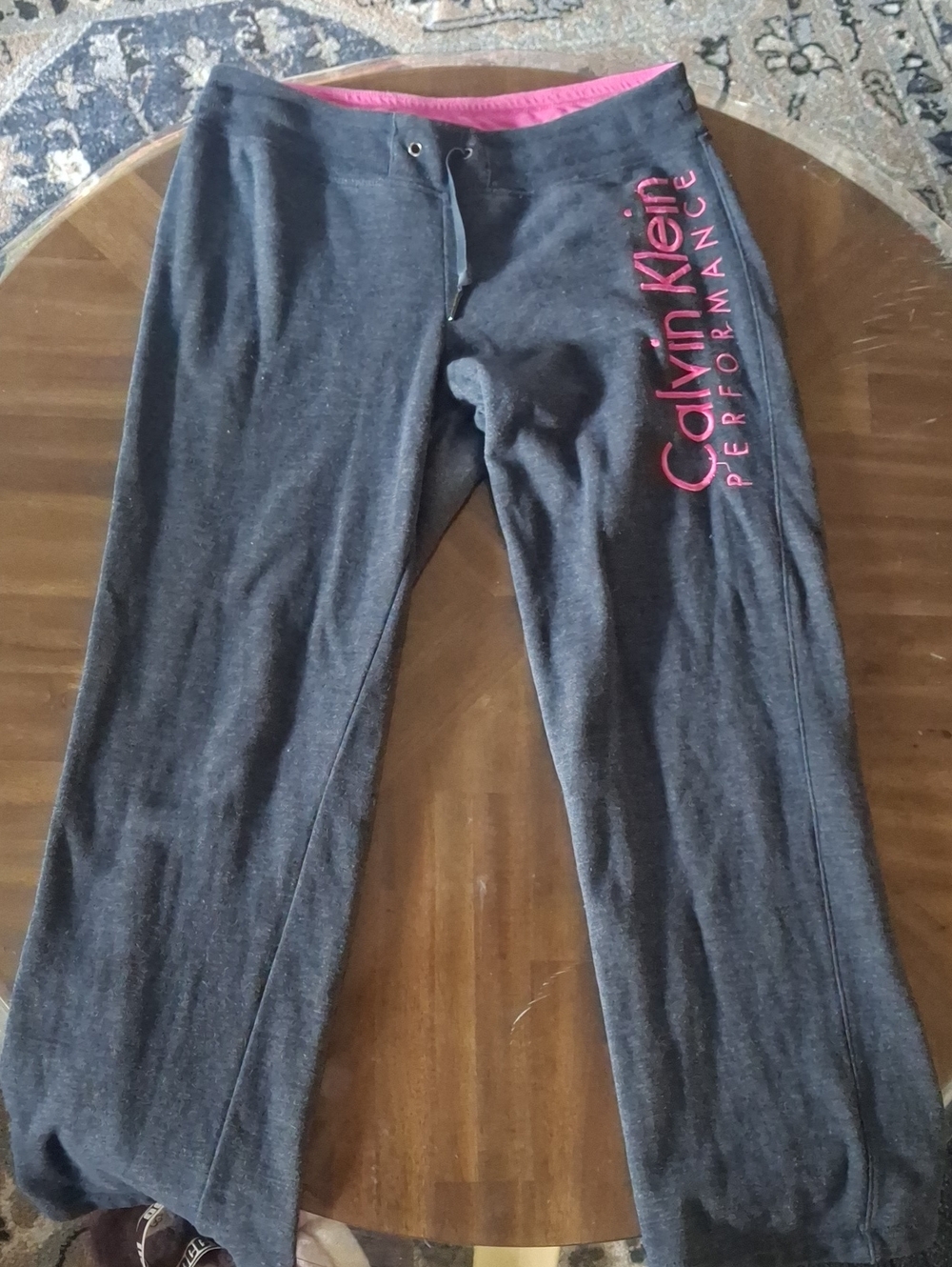Calvin Klein Performance Gray Sweatpants with Pink Logo